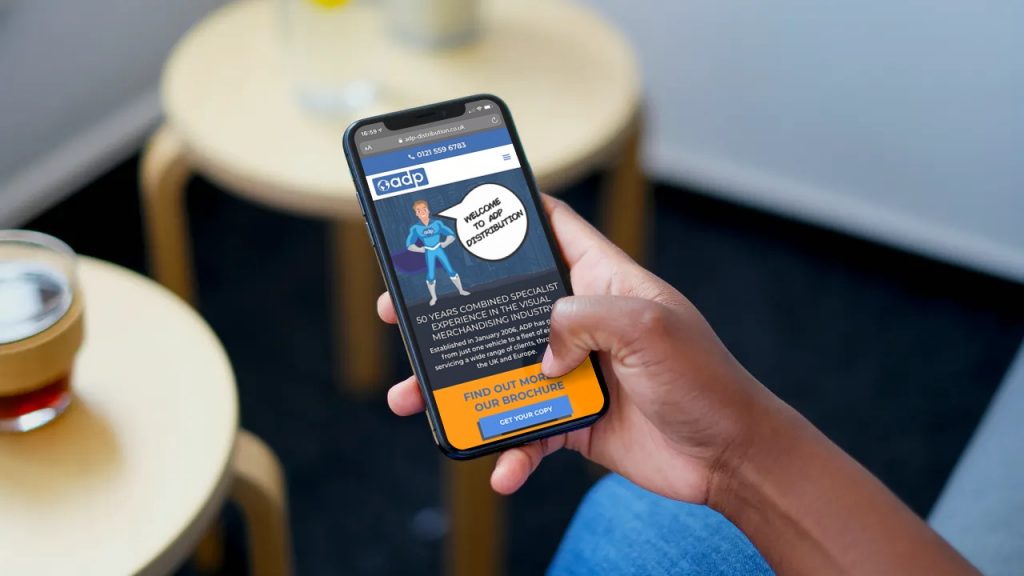 ADP Distribution mobile responsive website on a smartphone